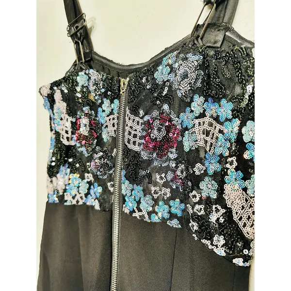 Bronx & Banco Black Sequin Multicolored Sweetheart Neckline Jumpsuit Size S - Image 9