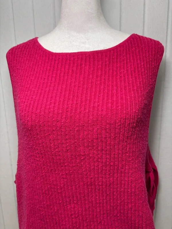 FREE PEOPLE‎ Lizzie Rib Side Tie Sleeveless Cotton & Linen Blend Sweater Size L - Image 5