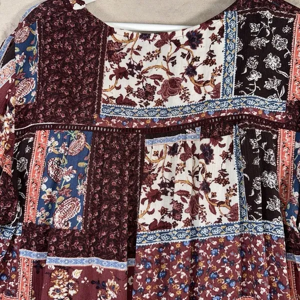 Kate‎ And Sam Womens V Neck Floral Boho Whimsy Tunic Holiday 3/4 Sleeve Top Sz M - Image 5