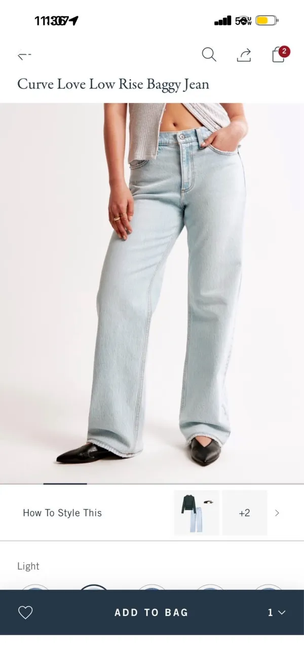 Abercrombie & Fitch Curve Love Low Rise Baggy Jeans Light - Image 2