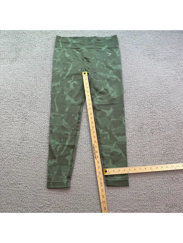 Gymshark Camo Seamless Leggings Green High Waisted Workout XL Gym Bodybuilding - Image 4