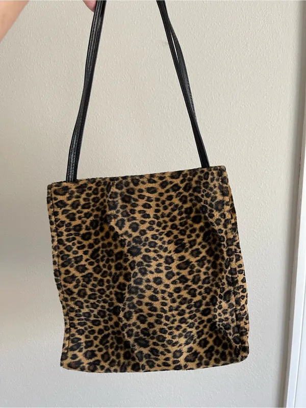 New York & Company Leopard Print Tote with Black Straps - Image 5