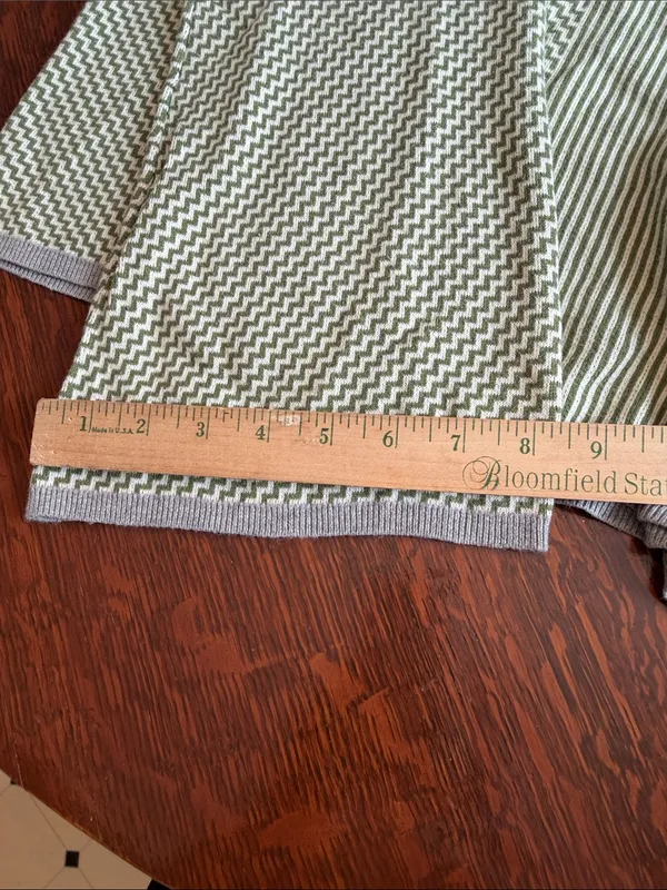dolan Light Green Striped Long-Sleeve Knit Top with Yellow Trim size medium - Image 9