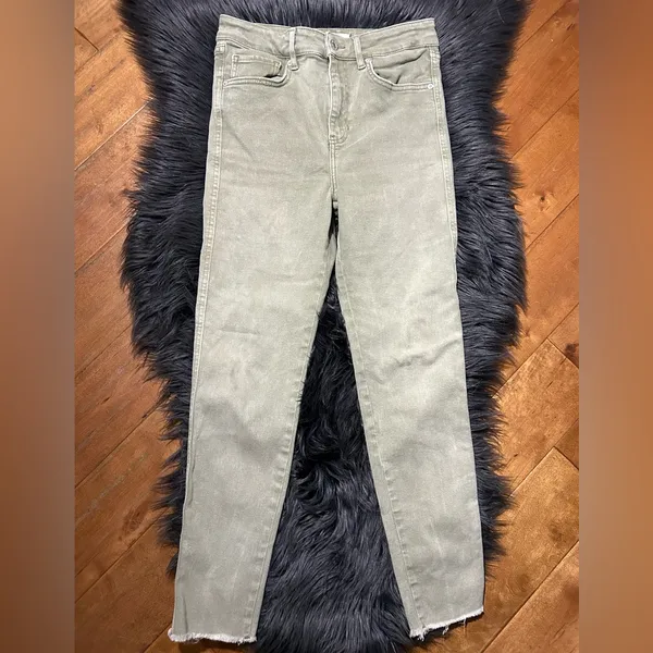 FREE PEOPLE We the Free High-Waisted Skinny Jeans Olive Green Size 29 - Image 2