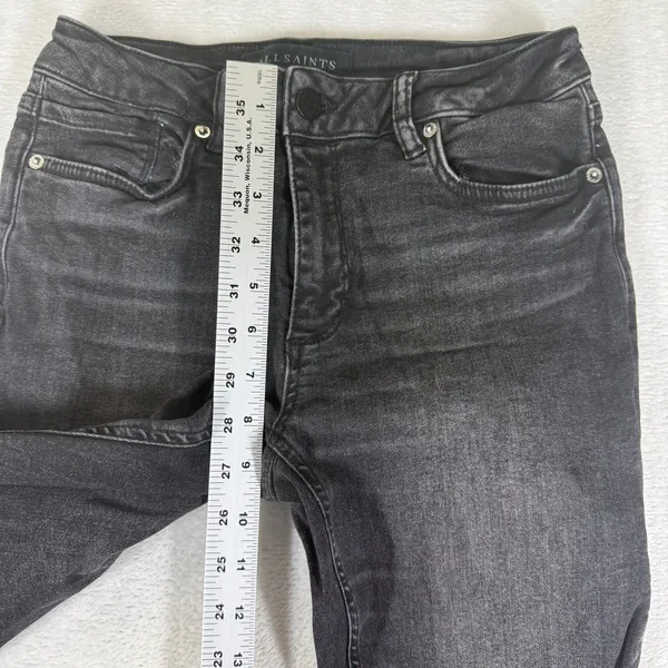 AllSaints Miller Jean W26 Washed Black Skinny Denim Mid Rise W062EB - Image 5