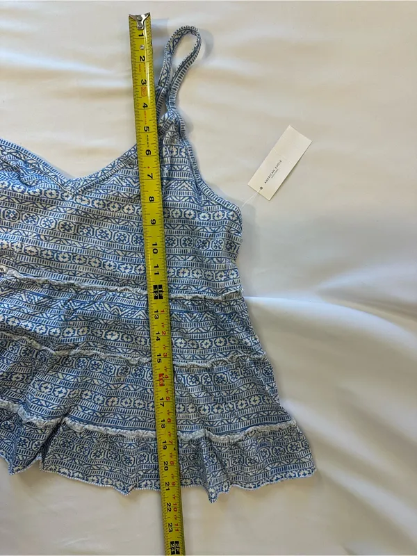 American Eagle Outfitters Blue Printed Spaghetti Strap Peplum Camisole - Image 6