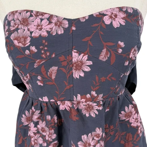 Free People Matilda Tie Back‎ Strapless Babydoll Floral Mini Dress Size Small - Image 5