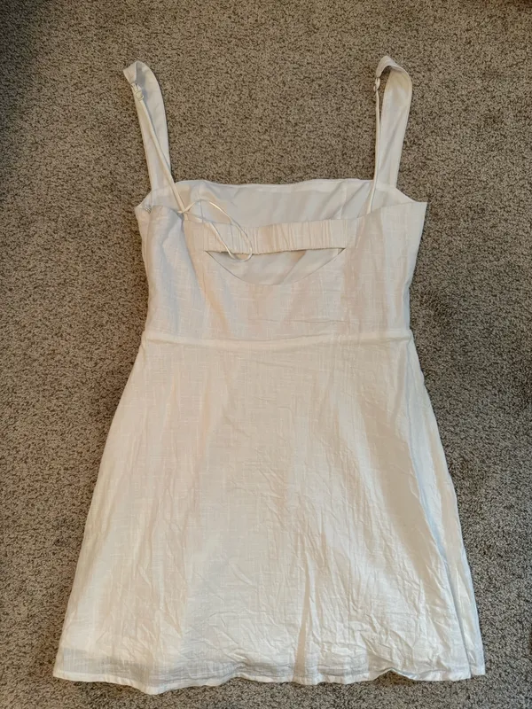 Billy J Boutique White Linen Dress Size 10 - Image 3