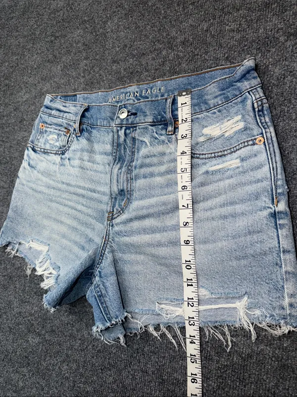American Eagle Outfitters Light Wash Distressed Denim Relaxed Shorts - Image 5