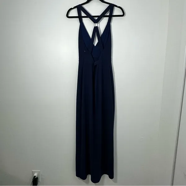 Revolve NBD Night Fever Plunging Neckline Navy Blue Slit Maxi Dress Size S - Image 4