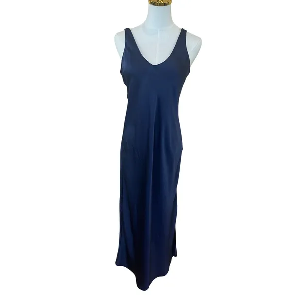 Nic+Zoe Blue Slip Midi Dress XS Tank Bias Cut Cocktail Minimalist Designer $158 - Image 8