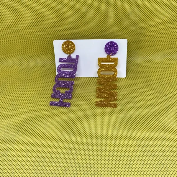 Fall GAME Football Season TOUCH DOWN Letter Dangle Earrings - Image 2