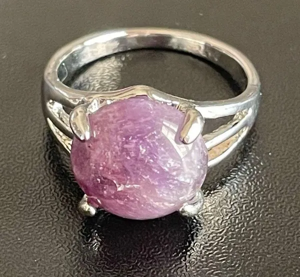 Round purple amethyst S925 silver ring size 7.5 - Image 5