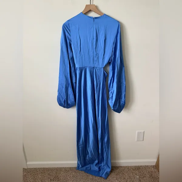 NWT Significant Other Lara Blue Satin Long Sleeve Maxi Dress Size 4 - Image 5