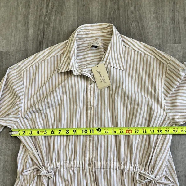 Universal Threads Striped Maxi Dress Women's Size XL NEW Tan White Cotton Pockets - Image 8