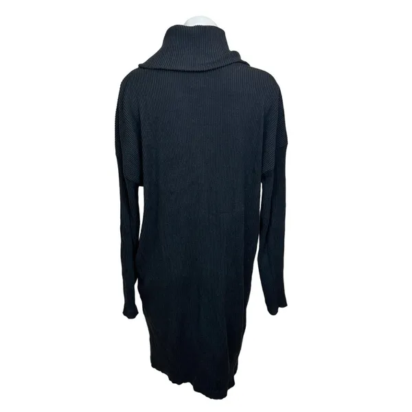 Gap Black Ribbed Knit Cowl Neck Mini Pull On Long Sleeve Sweater Dress Sz S Tall - Image 2