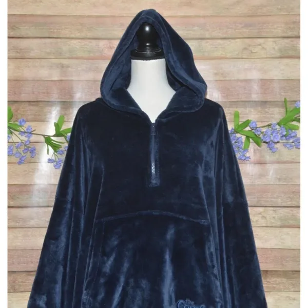 The Comfy Original Quarter-Zip Wearable Blanket Navy Blue One Size SO Soft Cozy - Image 2