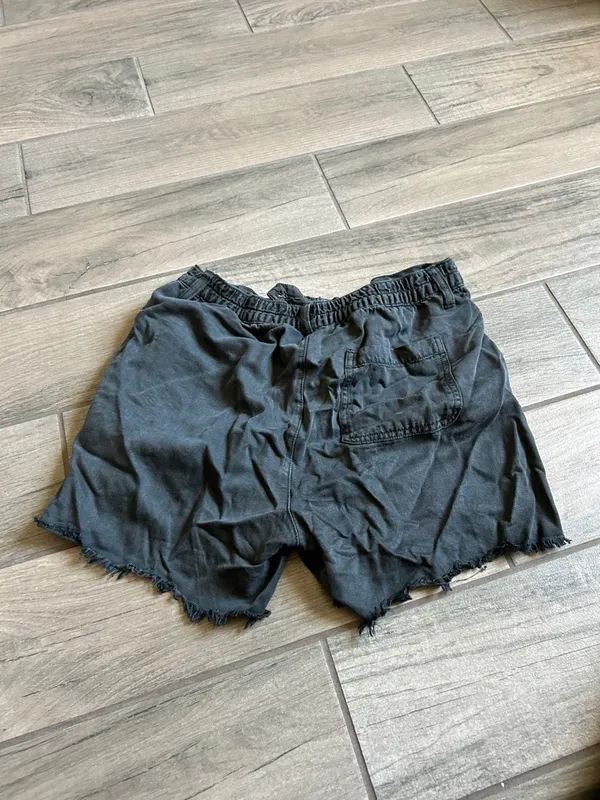 aerie Black Frayed Hem Denim-Style Shorts - Image 5