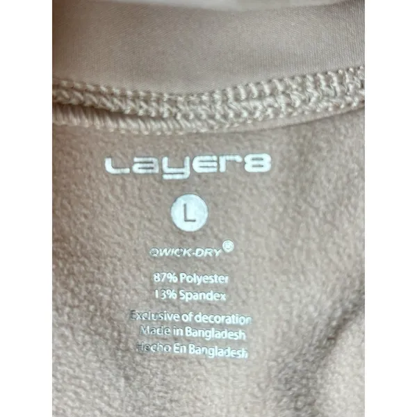 Layer 8 Pink Quarter Zip Athletic Pullover Large Activewear Top - Image 6