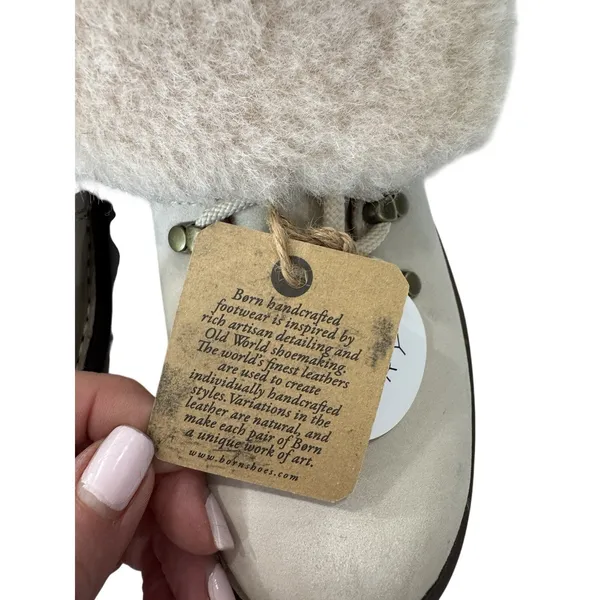 BORN Blaine Shearling Hiker Boots Women's 9 Cream Leather Waterproof NEW - Image 9