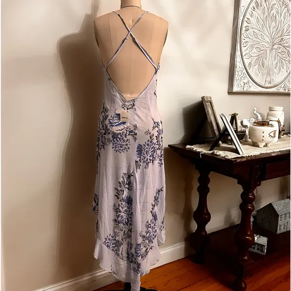 Free People Blue Getting Out Midi Slip Dress Size Medium - Image 8