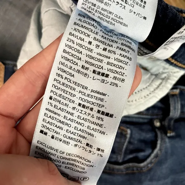 Levi's 711 skinny jeans cotton pants denim medium wash distressed pockets blue - Image 6