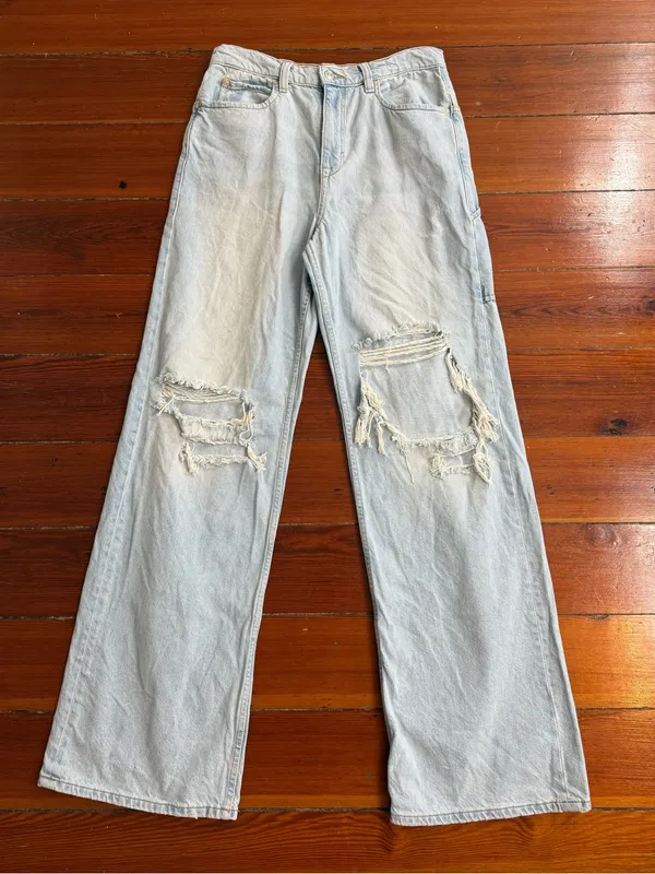 We The Free Tinsley Baggy High Rise Straight Distressed Jeans Sz 28 🧡🍄 - Image 5