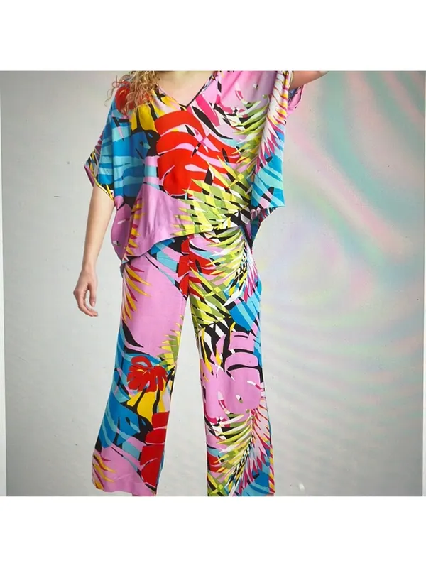 Natori Bora Bora Caftan PJs 2 PC Set Size Small Crinkle Fabric - Image 5