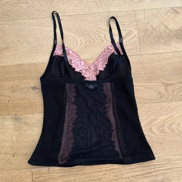 Dolce & Gabanna - Sheer Mesh and Lace Camisole in Black & Pink - Image 5