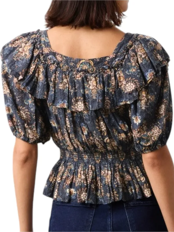 Ulla Johnson Women’s Size 8 Warner Square Neck Ruffle Peplum Cotton Blouse Top - Image 6