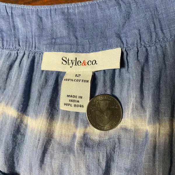 Style & Co. Blue and White Sleeveless Top size 12 - Image 2