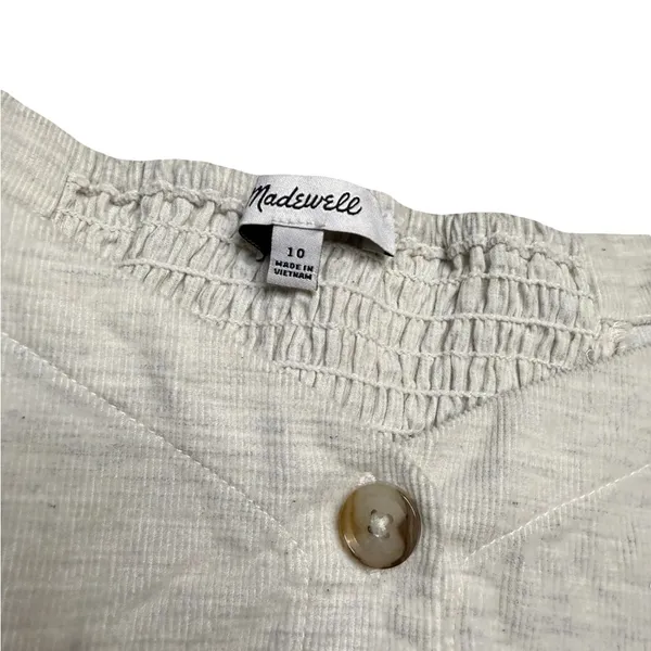🤍 Madewell Cream Corduroy‎ Sweetheart Smocked Top Size 10 Puff Sleeve 🤍 - Image 4