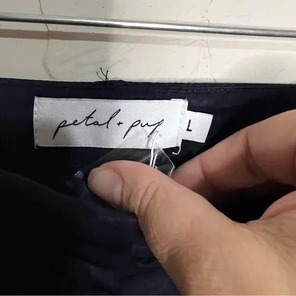 Petal & Pup NWT‎ Joyce Satin Navy Blue Wide-Leg Pleated Flowy Pants - Image 6