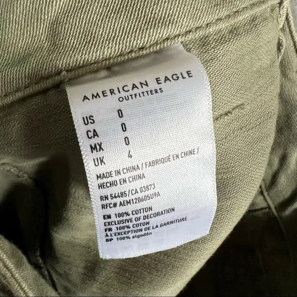 American Eagle Muted Army Green Button Fly Fray Hem Shorts Cargo Utility Style - Image 8