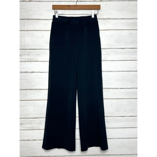 YELETE Size Small Black Wide Leg Pants Pull On High Rise Stretch Lounge Career - Image 2