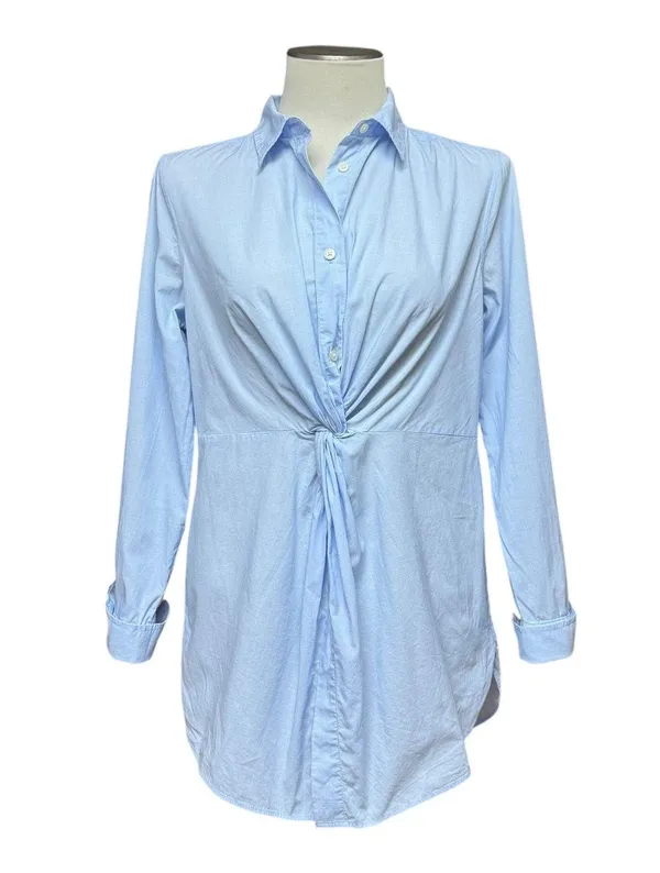 LOFT Long Sleeve Twist Everyday Tunic Top Blue 6 - Image 3