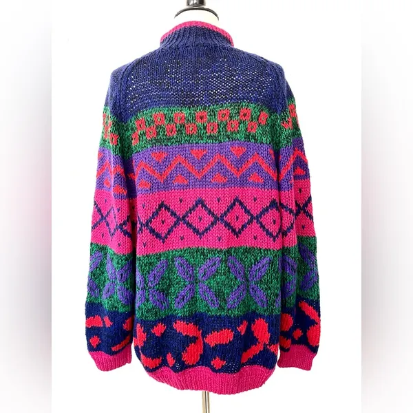 Vintage 80’s sweater bold color cotton ramie Studio Michelle Stuart hand knit - Image 2