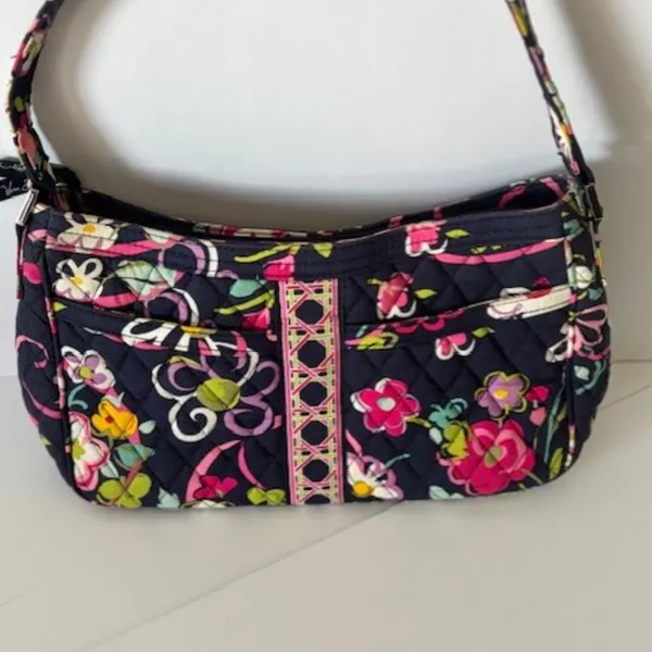 Vera Bradley Purse Shoulder Bag Retired Java Blue Cottagecore Floral Boho Whimsy - Image 10