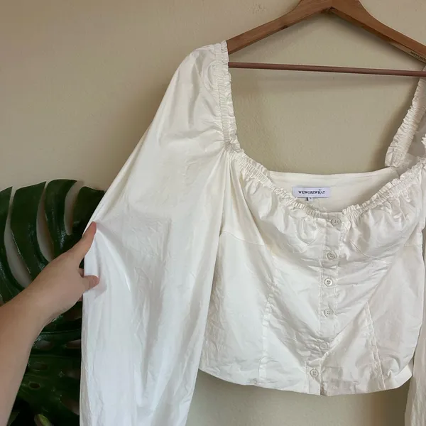 WeWoreWhat Ruched Cup Top in Optic White - Image 6