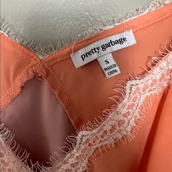 Orange and Pink Lace Trim Cami Top - Image 3