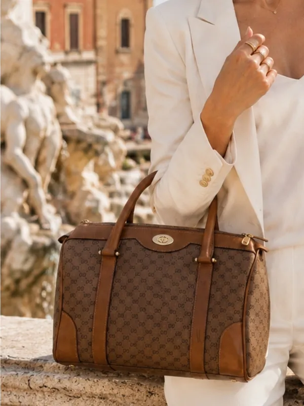 Vintage Gucci GG Monogram Boston Satchel Bag - Image 8