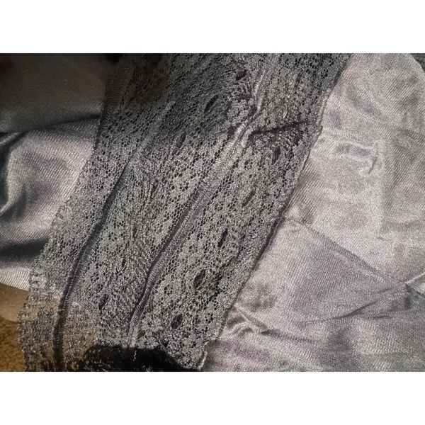 Vintage Black Nylon Half Slip Lace Trim Plus Size 2X Midi Skirt Lingerie 26in - Image 3