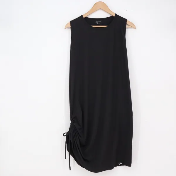 Exotica Dress Womens S/M Side-Cinch Ruched Sleeveless Black Knit Casual - Image 2
