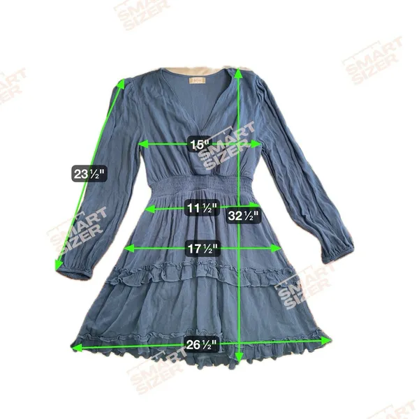 Altar’d State Blue‎ Mini Dress Medium Smocked Waist V-Neck Ruffle Tiered Boho - Image 4