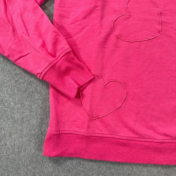 Jane & Delancey Embroidered Heart Crewneck Sweatshirt Pullover Womens Small Pink - Image 2