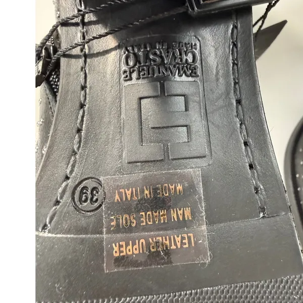 Emanuele Crasto‎ Italy Studded Black Leather Western Ankle Boots Grunge 39 NWT - Image 8