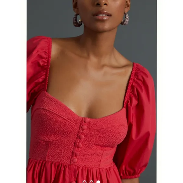 Anthropologie Maeve Puff-Sleeved Sweetheart MIni Dress size M - Image 3