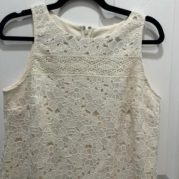 LOFT Embroidered Floral Lace Shift Dress‎ 6 Bridal LWD Wedding Ivory Cream NWT - Image 3