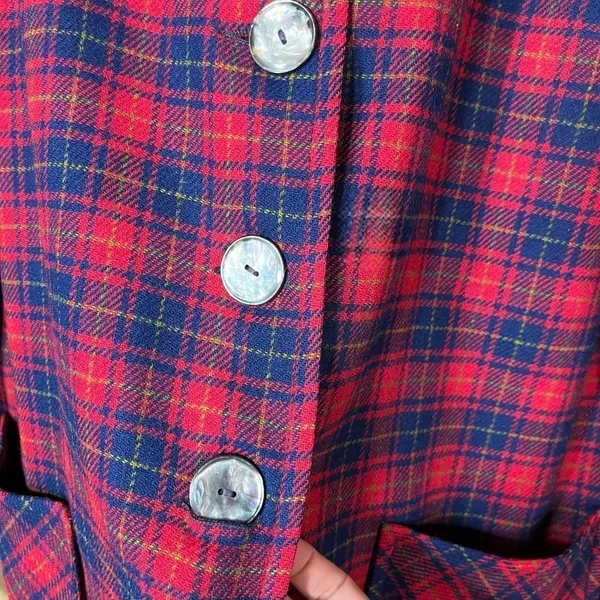 ‎Vintage Pendleton 100% Pure Virgin Wool Red Plaid Coat - Image 4