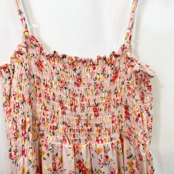 Culture Code Medium Maxi Dress‎ Pink Floral Smocked Cottagecore Feminine 1264 - Image 12